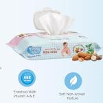 Baby Wet Wipes for Newborns | 99% Purified Water, Alcohol-Free Wipes with Almond Oil & Shea Butter | Gentle Moisturizing Baby Wipes for Sensitive Skin | Pack Of 2 X 60 Count